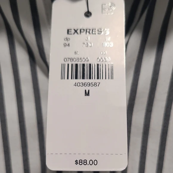 Express Black and White Striped Long Sleeve Mini Shirt Dress - Picture 2 of 6